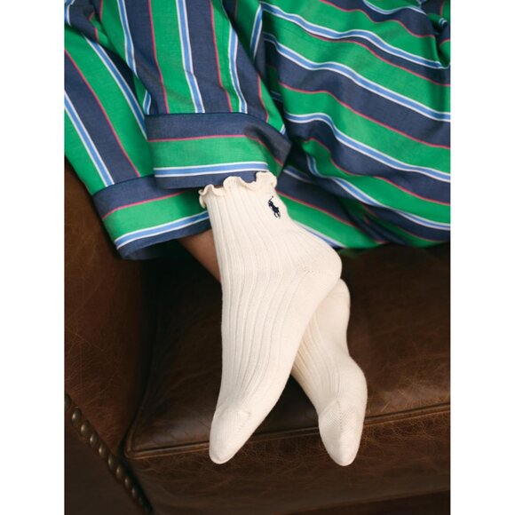 Women's Lettuce Edge Ankle Socks Cotton 1 Pair Soft Ribbed Elegant Comfort - Picture 5 of 7